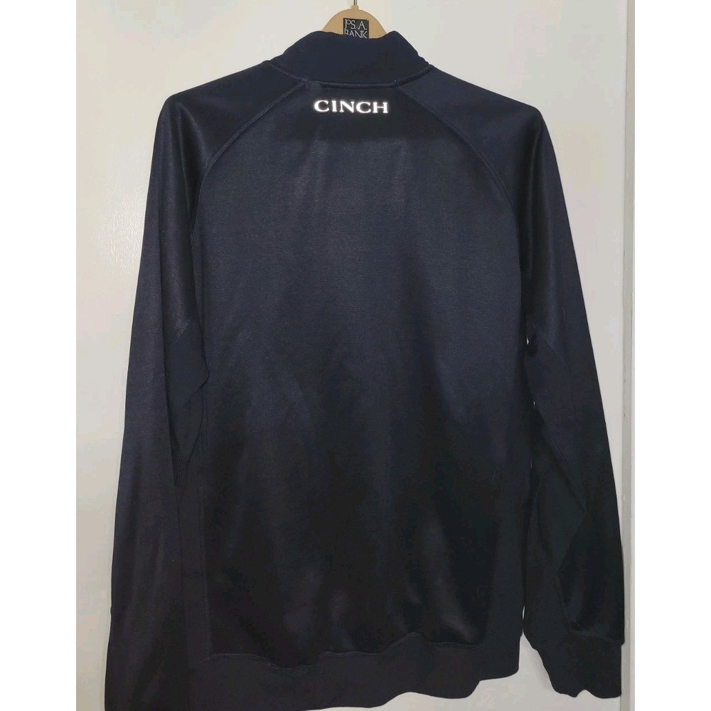 Cinch Pullover Sweatshirt Mens L Navy Blue 1/4 Zip Mock Neck Long Sleeve Logo - Picture 7 of 8